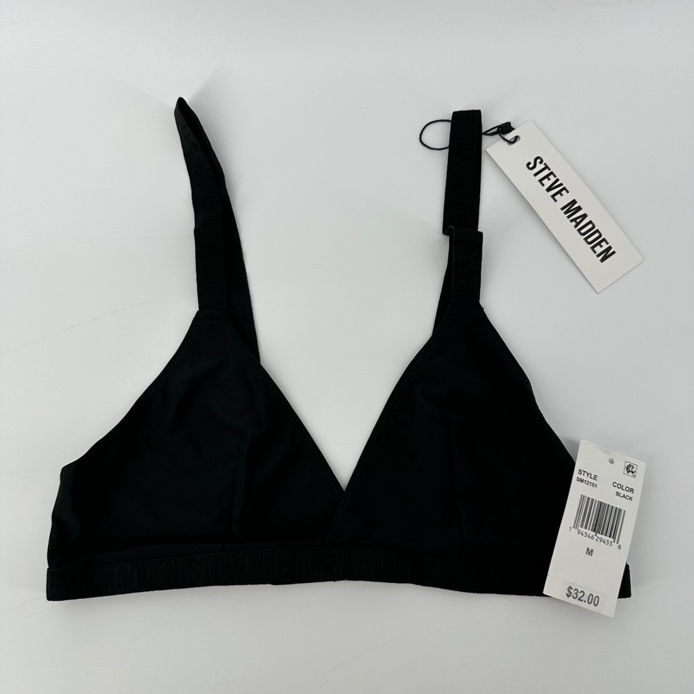 Steve Madden Bralette Top Size M Women's Black  NWT